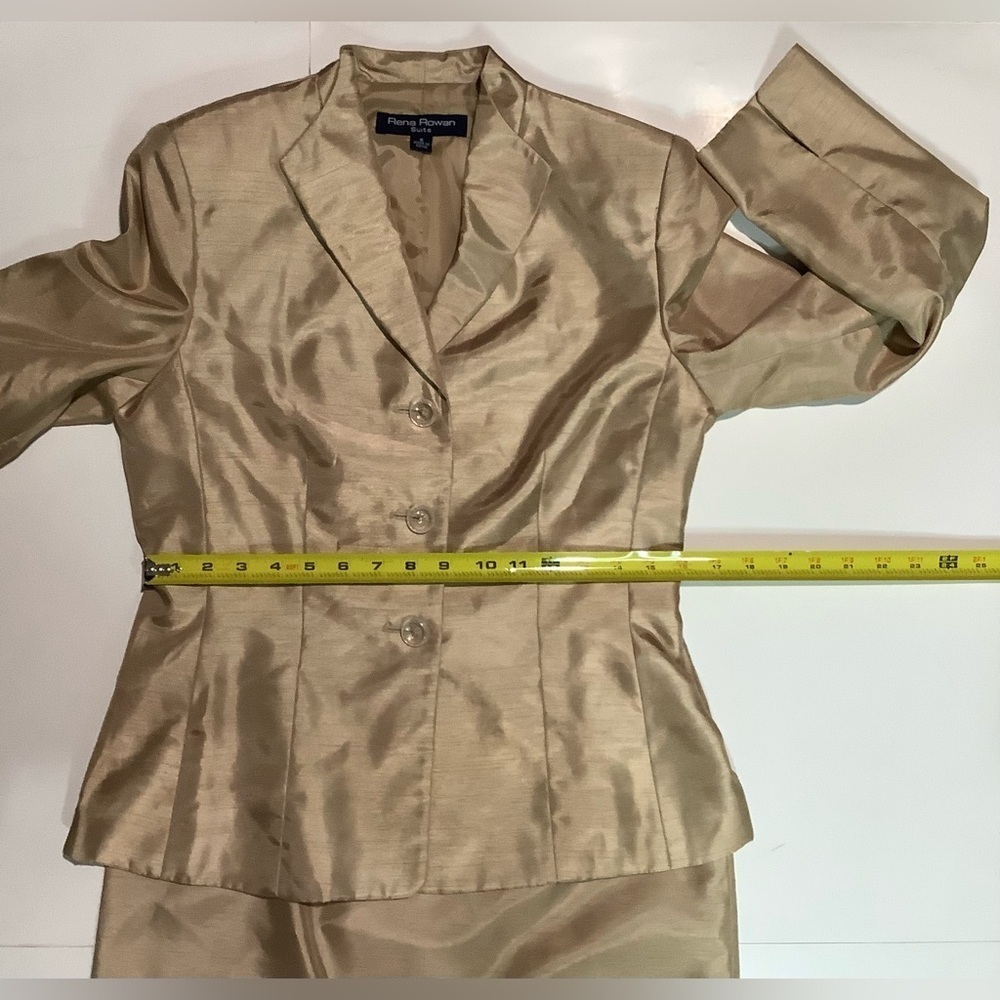 Rena Rowan satin Gold Women's Blazer and Skirt Set - Picture 9 of 15